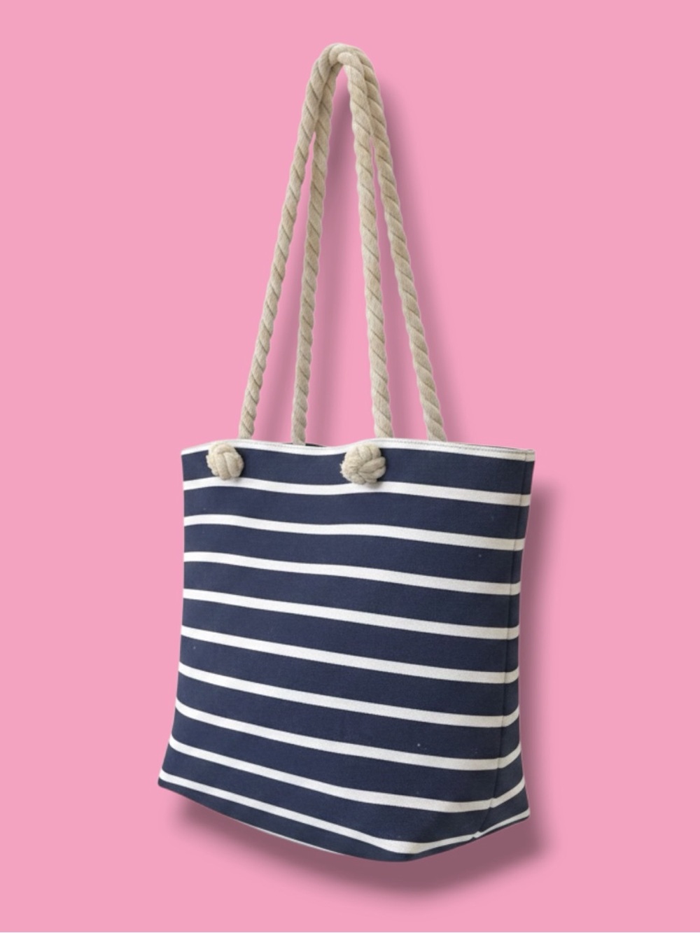 Navy & White Striped Rope-Handle Tote
